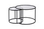 Nordure Juego de Mesas de Café 60, 42 cm Negro, Transparente Elegantes y Modernas con Marco de Metal y Vidrio Templado